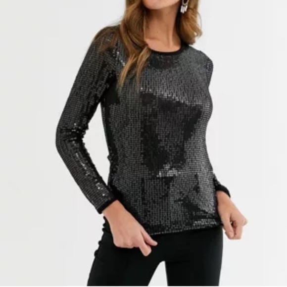 Free People Diamond Eyes sheer sequin top size S - Picture 1 of 6